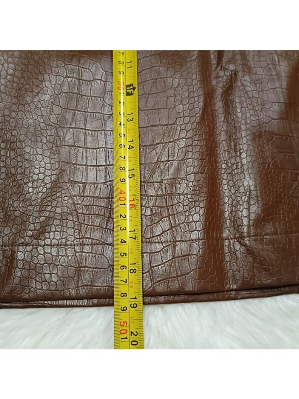 J.Crew 12 Faux Leather Mini Skirt Croc Embossed Brown Boho Preppy - Picture 8 of 11